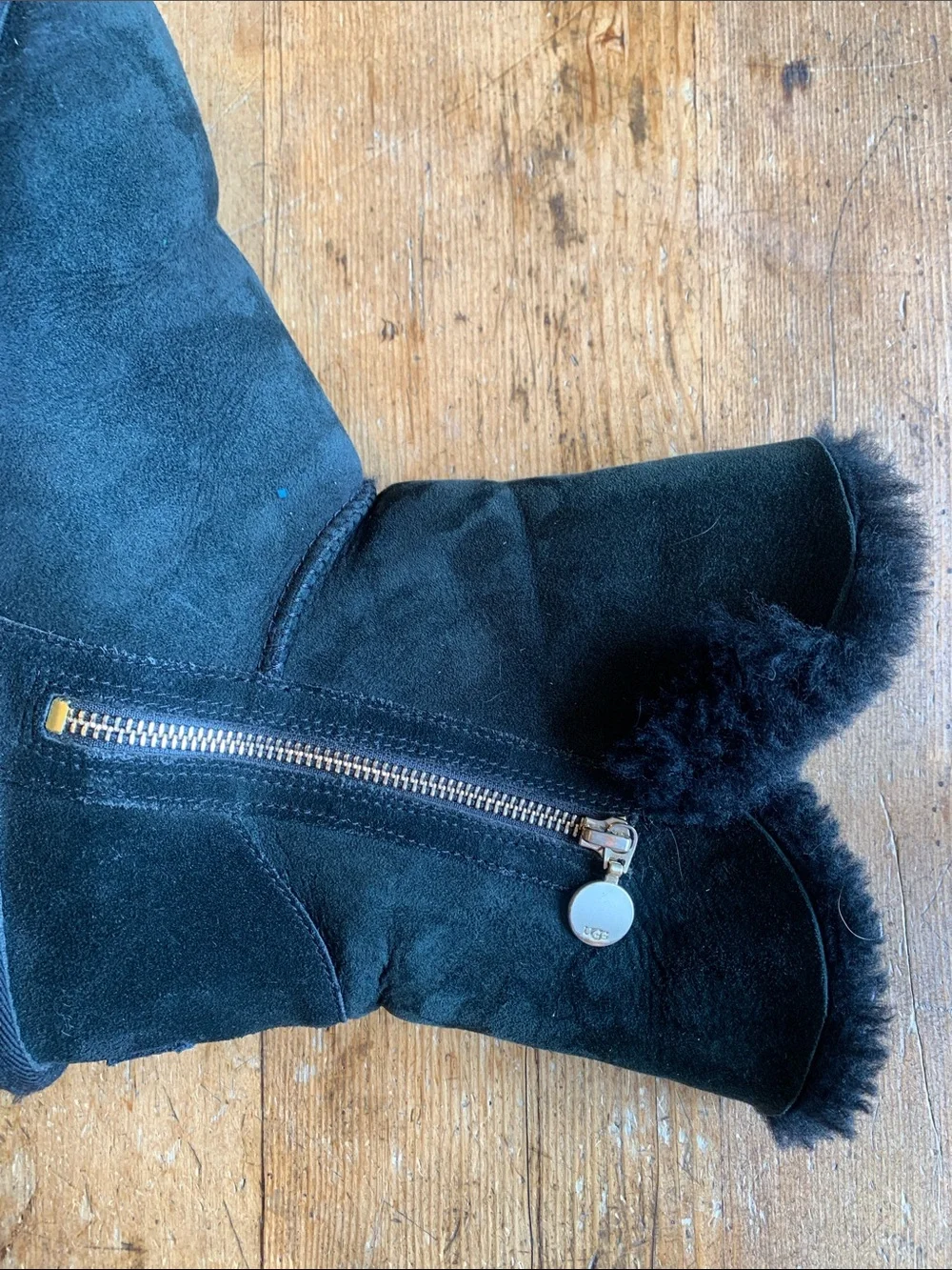 UGG Black Suede Short Shearling Boots